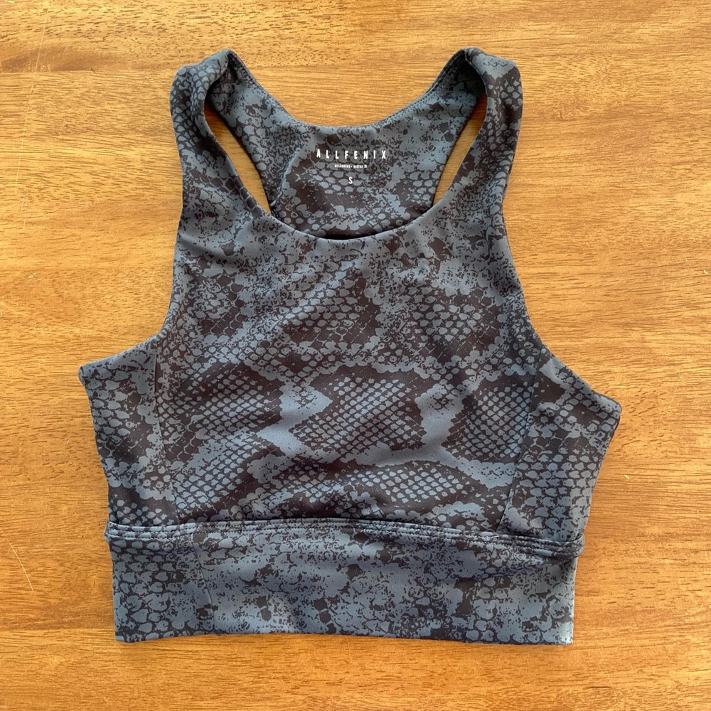 Charcoal Grey Snake-Print Sport Tank Top